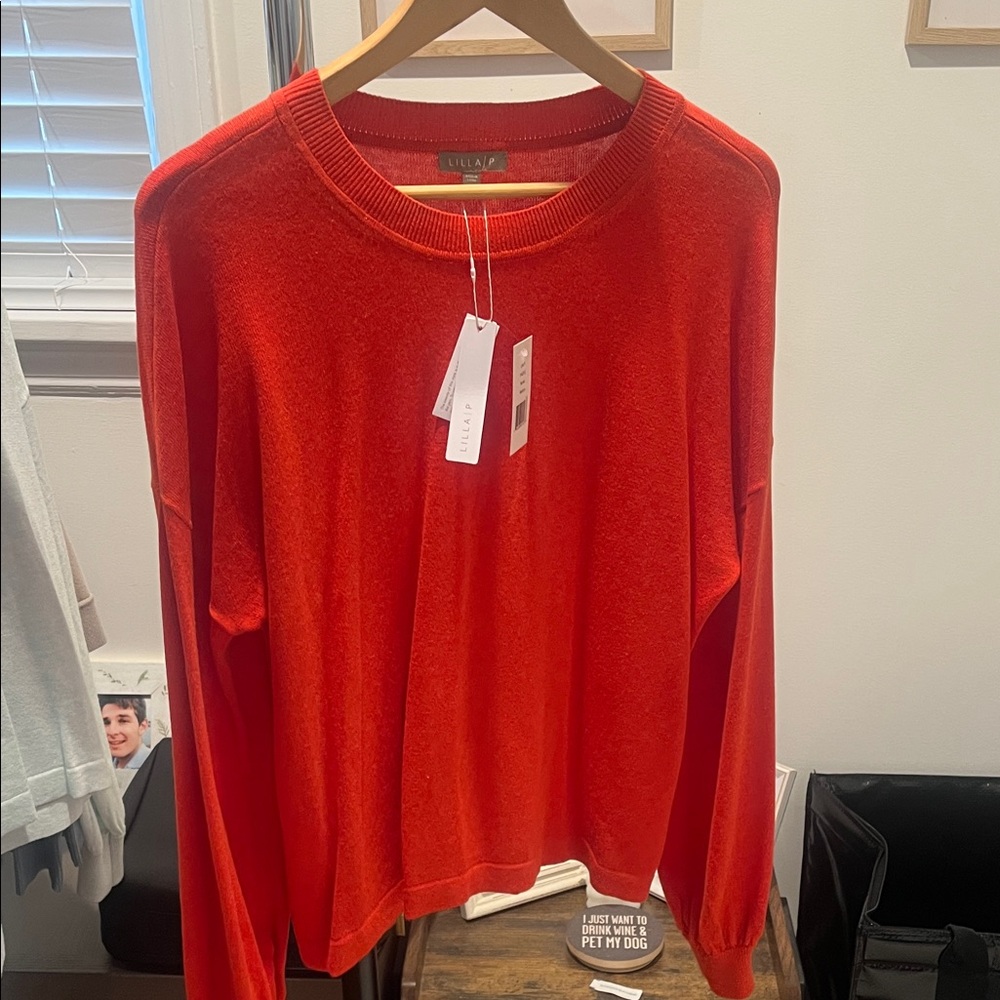 Lilla P Fiery Red Knit Top
